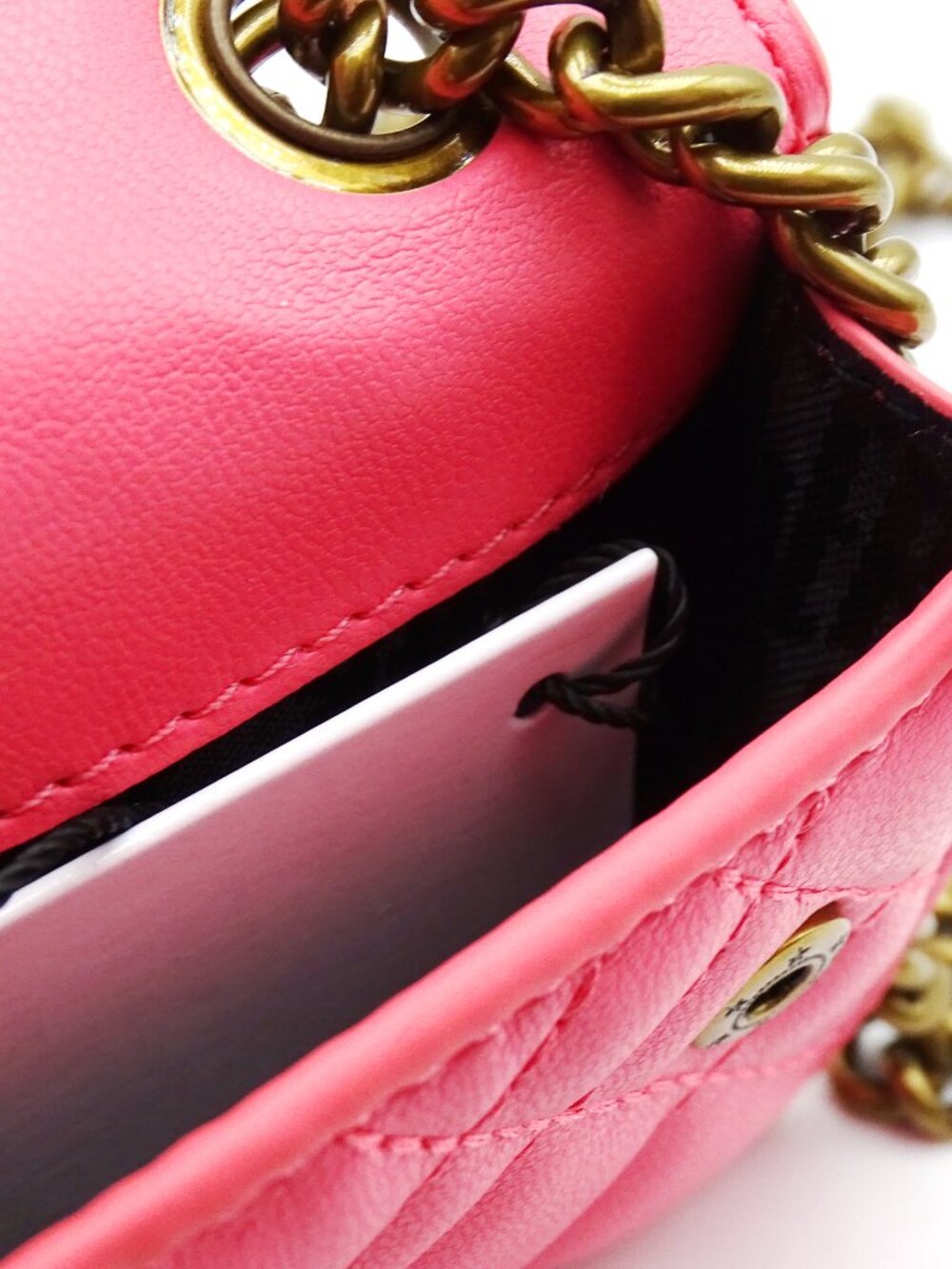 KURT GEIGER Micro Brixton Pink Comb Color Quilted Crossbody Bag - Picture 6 of 6